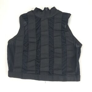 womens blouse size M Black Crop Mesh Compression Fashion French Kiss (BD)